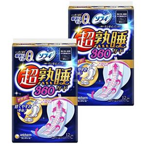 Unicharm尤妮佳 超熟睡夜用卫生巾 360mm 12枚*2包