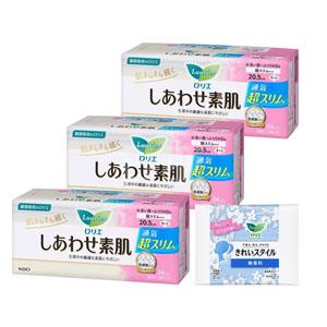 laurier乐而雅 幸福素肌 普通日用带羽翼20.5厘米 24片×3套(72片)+赠品