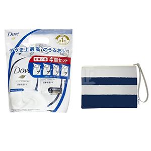 2017年新品套装：DOVE多芬 牛奶保湿沐浴乳替换装4袋+化妆包