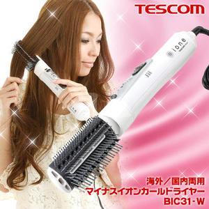 TESCOM 山茶花精油 负离子 保湿吹发梳BIC31-W 全球电压