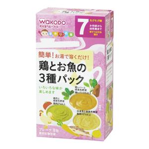 和光堂 婴儿辅食鸡肉鸡肝鱼肉泥3种组合包 6个