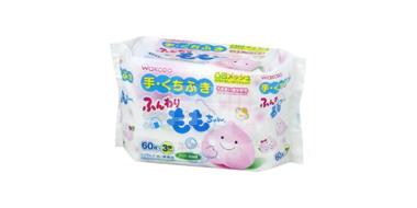 和光堂 桃叶精华婴儿口手润肤湿巾 60枚*3包