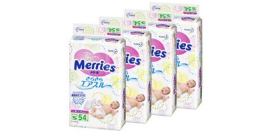 Merries 花王纸尿裤 S码(4~8kg) 216枚（54片*4包）