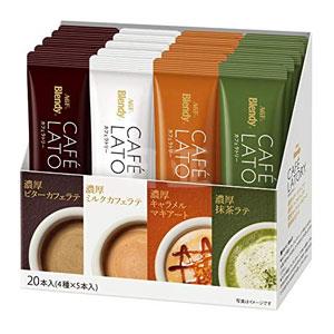 AGF blendy浓厚抹茶/焦糖/牛奶/黑拿铁速溶咖啡 20条