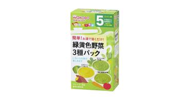 wakodo和光堂婴儿绿黄色野菜泥3种蔬菜混合泥 5个月
