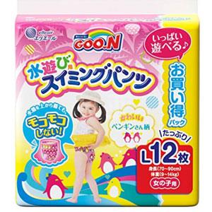GOO.N大王 女款游泳短裤式纸尿裤L12枚（9~14kg）