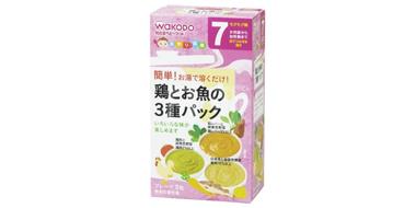 和光堂 婴儿辅食鸡肉鸡肝鱼肉泥3种组合包 FC33 6个装