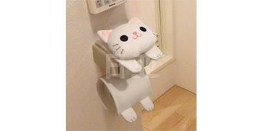 明邦 可爱小猫卫生间卷纸架 白色猫咪款