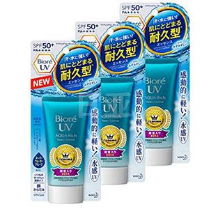 新款Biore碧柔AQUA Rich系列防晒霜SPF50+/PA++++ 3个装